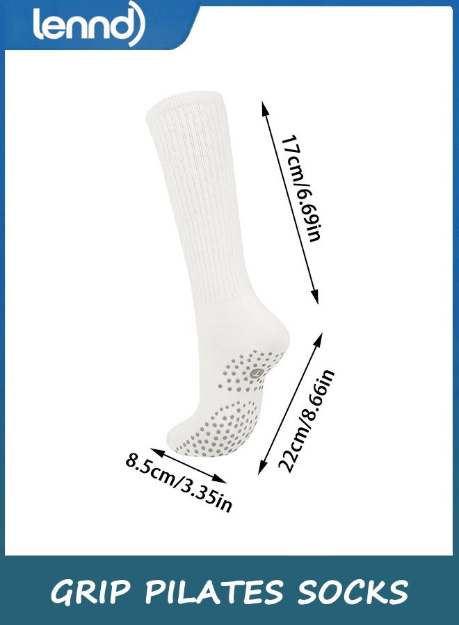 LENND Grip Pilates Socks for Women, Yoga Slouch Socks with Grip for Barre Workout Hospital Long Scrunch Slipper Socks - Image 3